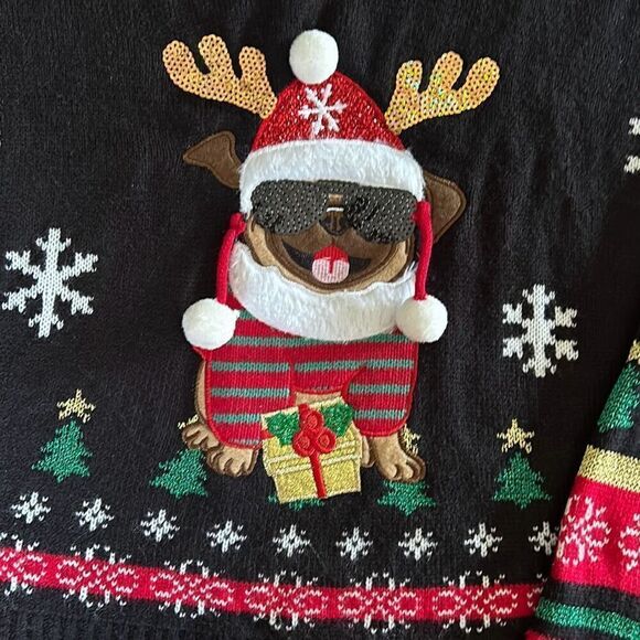 Blizzard Bay Christmas Pug Dog Sweater Medium Ugly Christmas Sweater - Picture 2 of 7